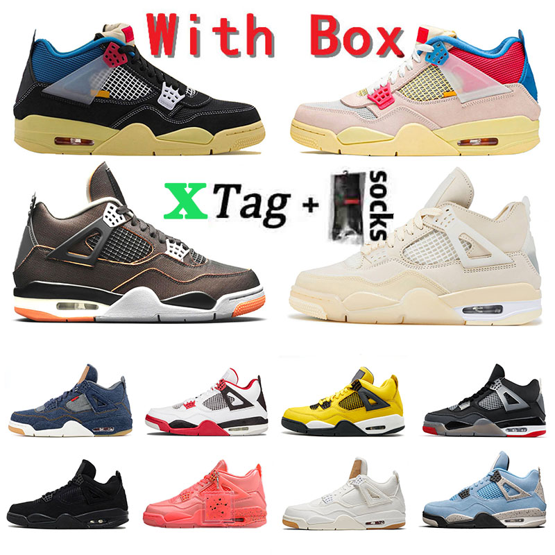 

with box x stock mens womens jumpman 4 Starfish 4s basketball shoes sail denim university blue cactus jack trainers sports sneakers, B48 40-47
