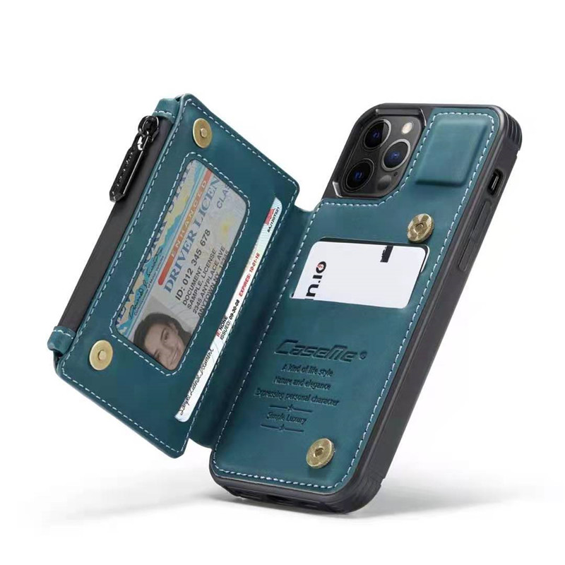 

Multifunctional Leather Wallet RFID Card Case Phone Cases for iPhone 13 12 11 Pro Xr X Xs Max 8 7 6S Plus Samsung S21 S20 Ultra, Coffee
