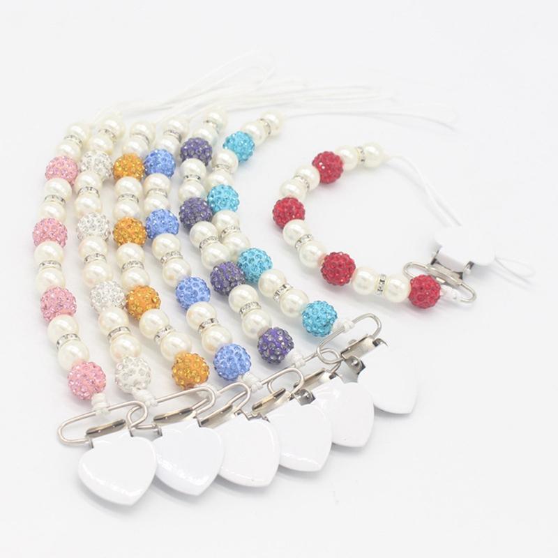 

1PC Crystal Baby Kids Boy Girl Plastic Beaded Pacifier Holder Clip Nipple Teether Dummy Strap Chain Soother Chain For Baby Gifts1