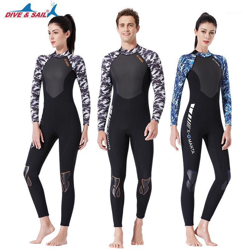 

new diving suit men's 3m one piece diving suit women's snorkeling surfing jellyfish thickened warm winter swimsuit1