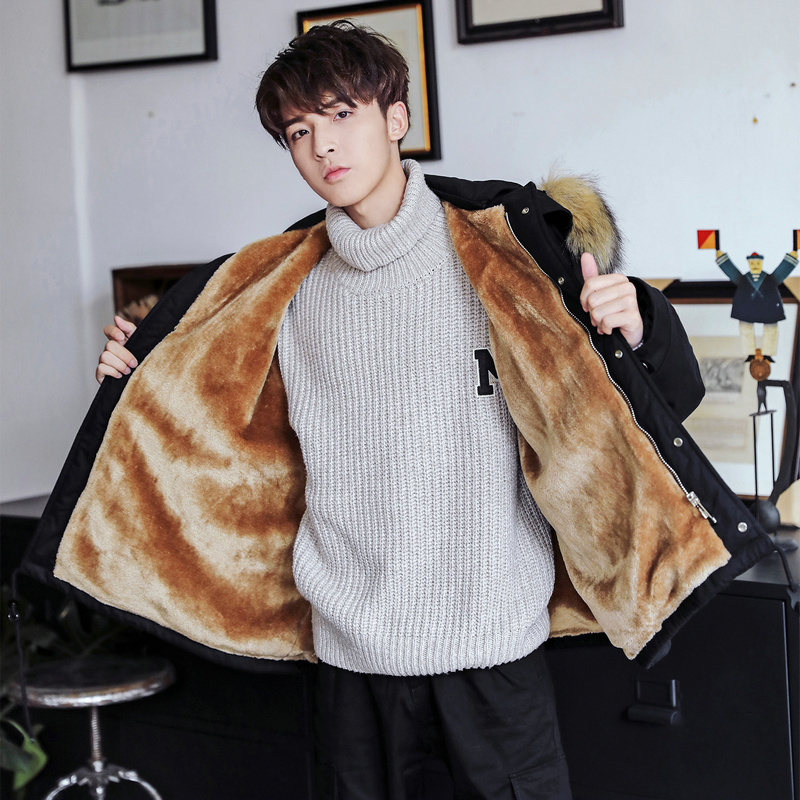 

Street Warm Coat New Male Impression Padded Cotton Clothes Winter Jacket Xjit, Black