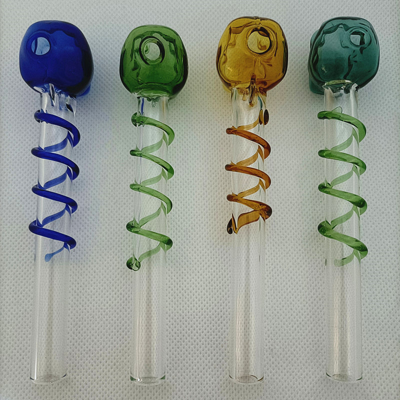 

DHL 5.2 inch Pyrex Glass Oil Burner Nail Pipe Handmade Tobacco Dry Herb Burning Thick Water Tube Smoking Hookah Accessories