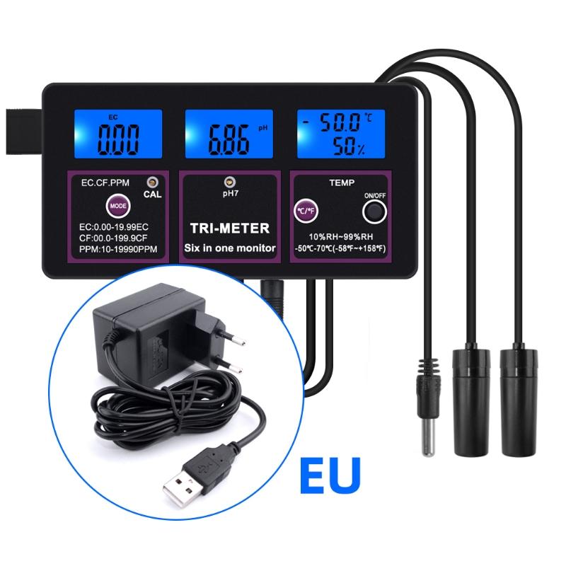 

6 in 1 Multi-parameter pH/ ORP/ EC/ CF/ TDS PPM/ Temperature Combo Tester Meter N1HF