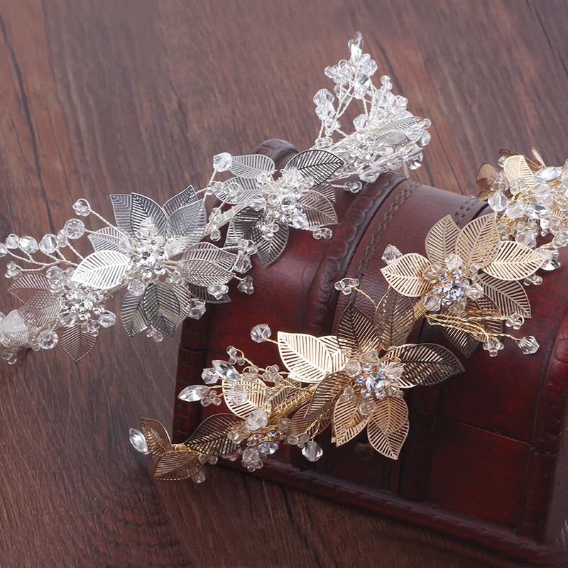 

Hair Clips & Barrettes Gold And Silver Color Leaf Women Tiara Crystal Bridal Crown Accessories Handmade Wedding Hairband