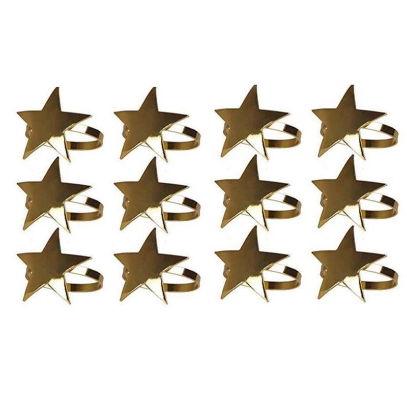 

12 Pcs Five-Pointed Star Napkin Ring,Christmas Napkin Ring Suitable for Holiday Parties,Dinners,Wedding Receptions,Etc