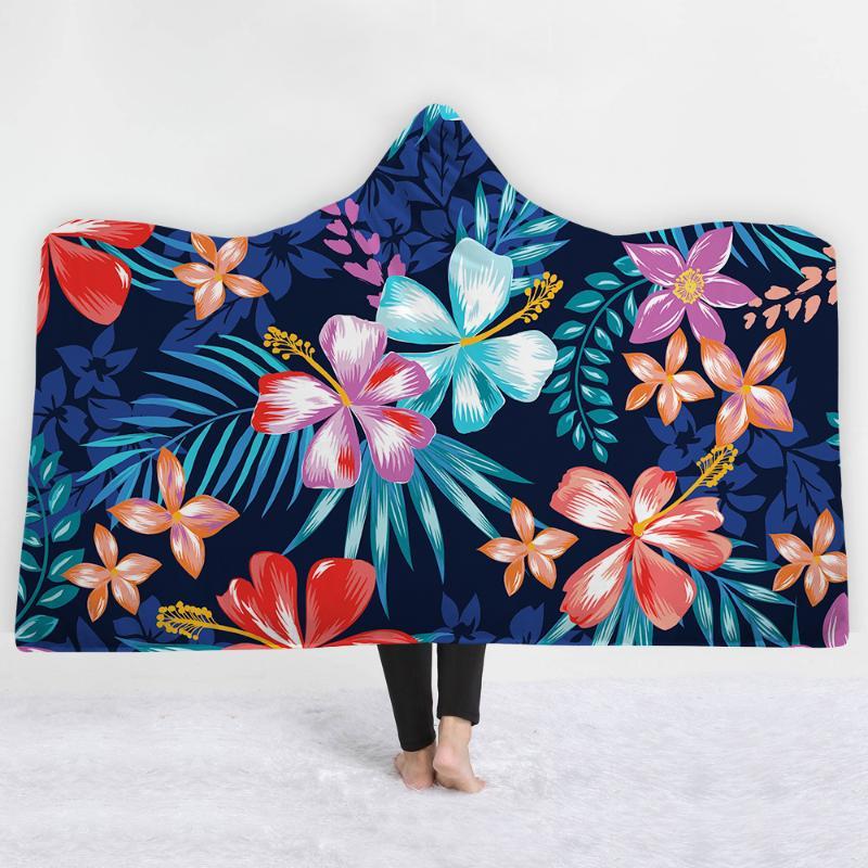 

Colorful flowers blanket keep Warm soft comfortable blanket Dark blue background twin full size Style galant1