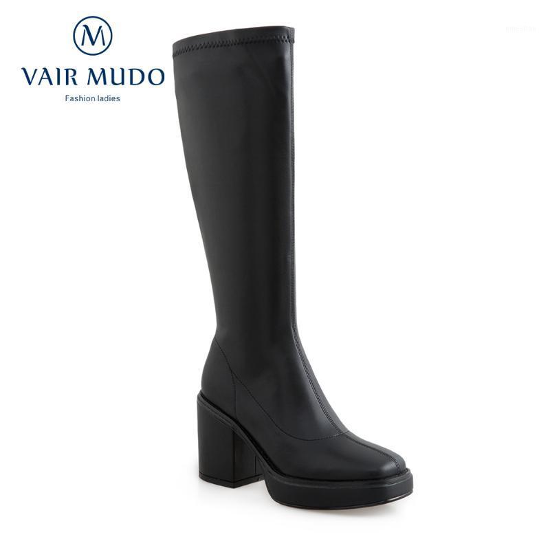 

imported elastic Stretch Fabric Autumn Winter Boots Thick Heel Knee-High White Black Sexy Shoes Women Fashion Platform ZT78L1