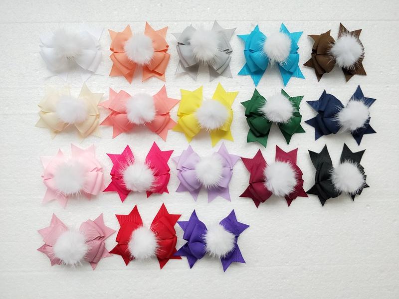 

Hair Accessories Hairpin White Fur Pompon gripper original Korean Children Pompom Bobbles Hair clip 1pair GR105