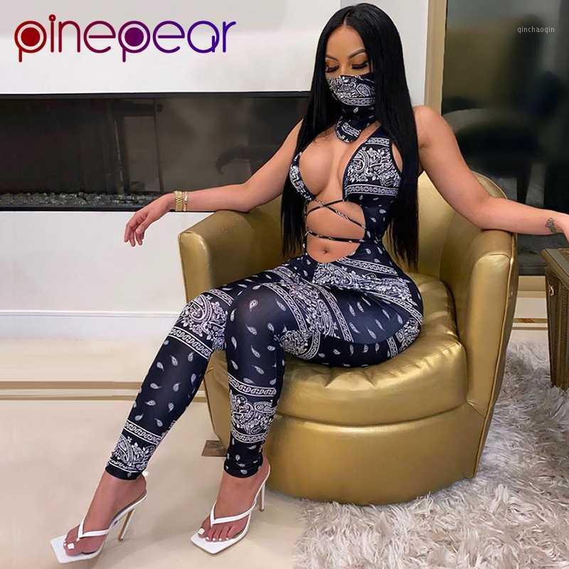 

PinePear Bandage Jumpsuit Women Sexy Sportswear Gym Mask Romper Sport Clothing Autumn Tracksuit Yoga Set Fitness Suit Wholesale1, Black