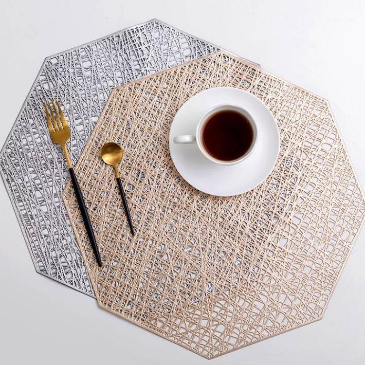 

6pcs Table mat PVC Placemat For Dinner Table Plastic Octagonal Hollow Heat-insulated Pad Waterproof Non Slip Mats coasters mat1
