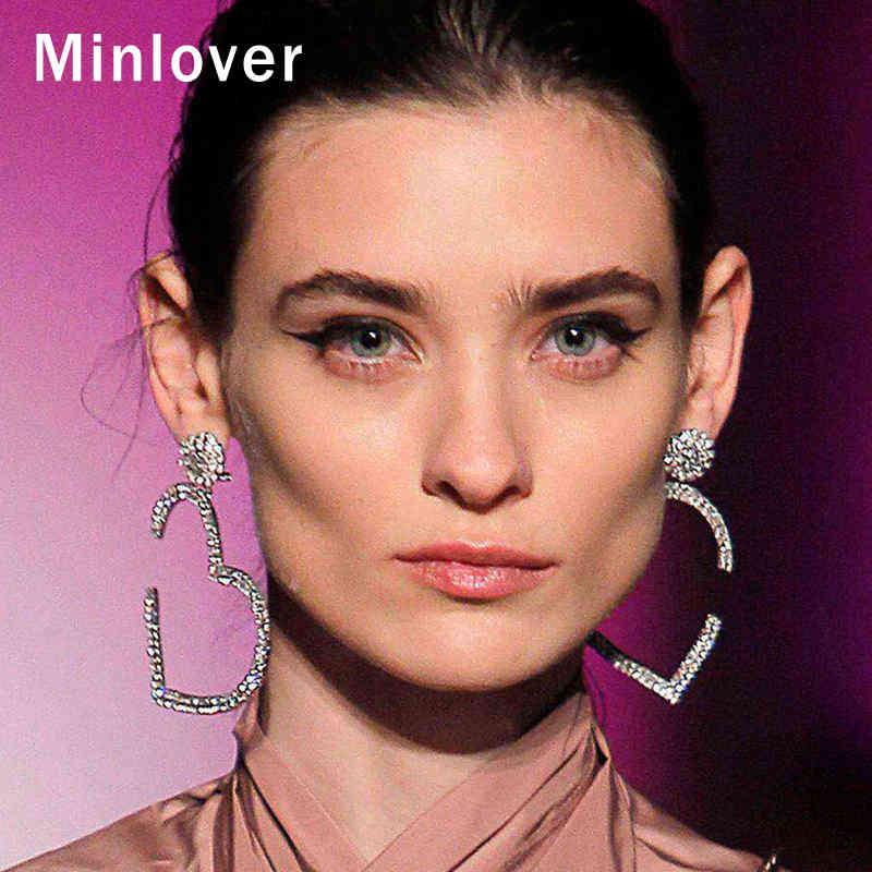 

Minlover Simple Bridal Heart Earrings for Women Lovely Girls Rhinestone Statement Earrings 2020 Fashion Wedding Jewelry MEH1250