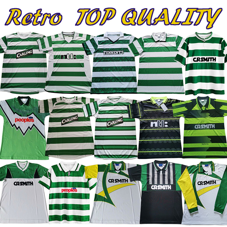 

82 84 86 89 Celtic Retro Soccer Jerseys 1991 1992 1998 1999 football shirts LARSSON Classic Vintage Sutton 1995 1997 football kits top, 85-86 home short sleeve