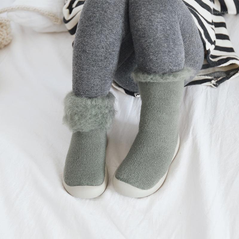 

baby floor socks shoes New plus velvet thickening 2020 Autumn and winter baby floor shoes non-slip toddler rubber bottom1, Black