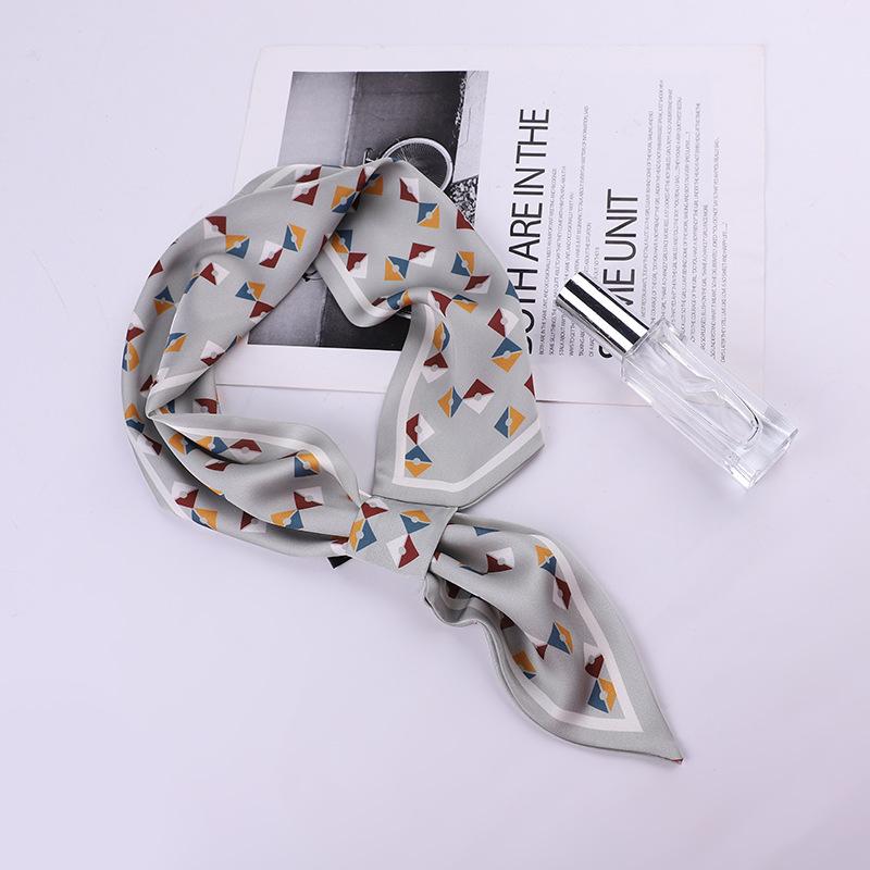 

Geometric Print Scarf Female Wild Interspersed with Streamers, Fashion Bags Decorative Women Silk Scarve Bufanda Mujer