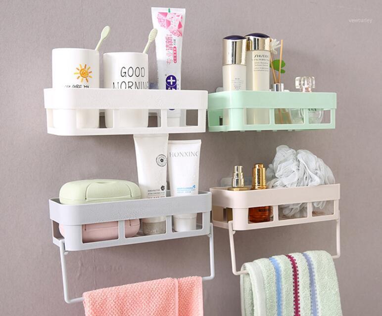 

OUYXR Kitchen Bathroom Rack with Towel Hanger Corner Shower Shelf Storage Holder Organizer Bathroom Accessories Drop Shipping1
