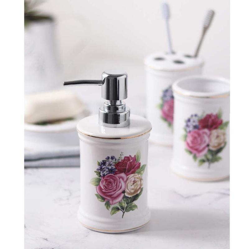 

4pcs Ceramic Bathroom set flower rose bird Flamingo accessories Free shipping toilet brush toothbrush cup soap dish dispenser