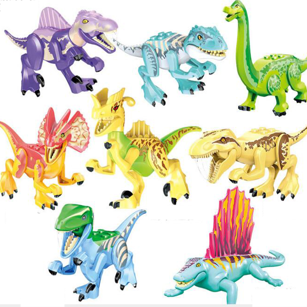 

8pcs/set Colorful Jurassic World Dinosaur Brutal Raptor Minifig Figures Mini Building Blocks Kid Toys Xmas Gift
