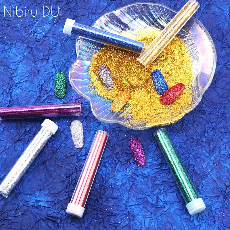 

6 Colors Holographics Nail Glitter Chrome Pigments Silver Luxury Dip Powder UV Gel Polish Acrylic For Nails Art Decorations Set