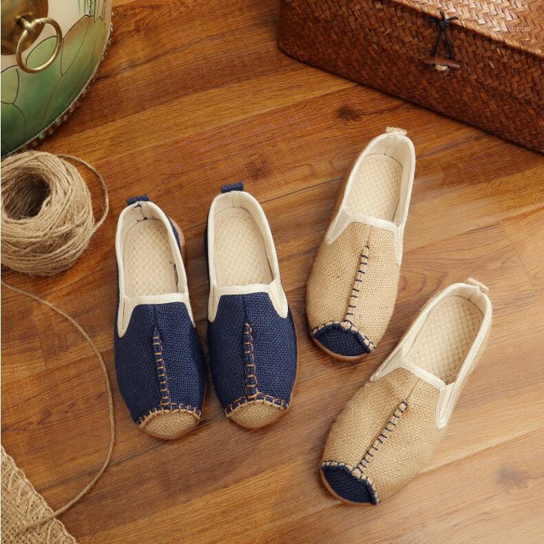 

Spring summer Autumn Kid Shoes Chinese traditional linen Cotton hand Made thread Shoes soft bottom breathable children1, Blue