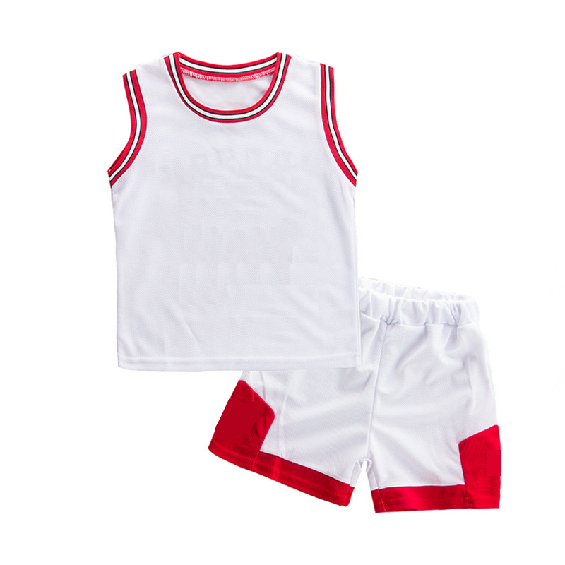 

2021 2-7 years boy and girl summer suit baby basketball football sleeveless vest shorts two-piece performance suit Breathable perspiration