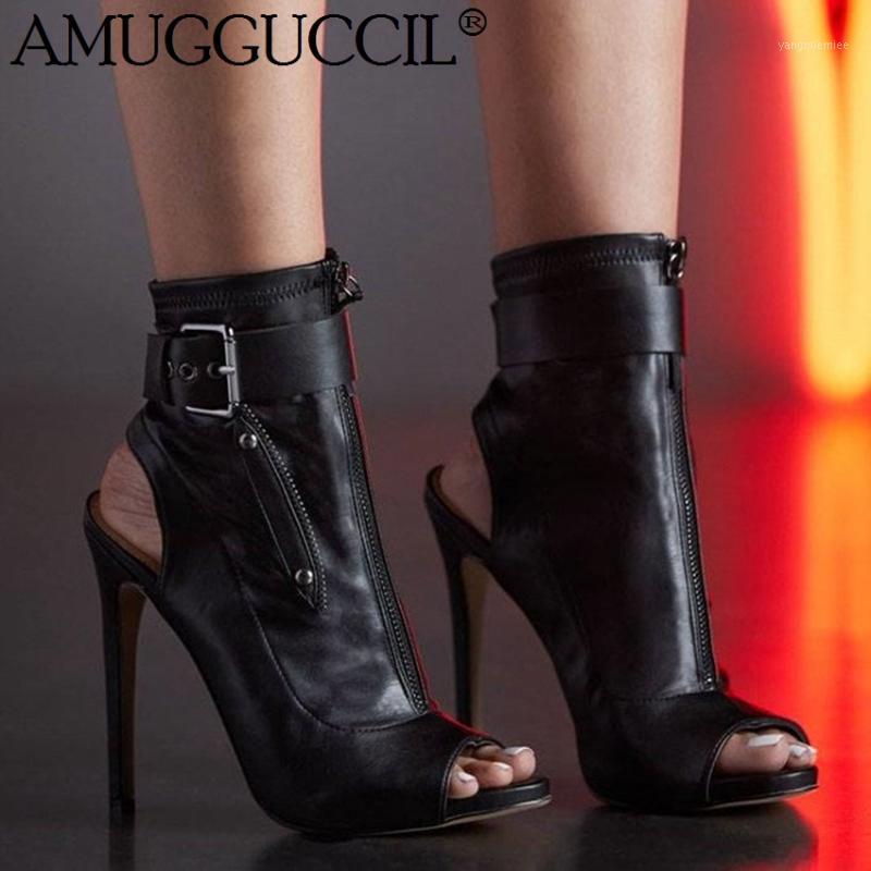 

Customize 2020 Plus Big Size 35-52 Black White Zipper Buckle Fashion Sexy High Heel Females Lady Sandal Women Summer Boots X18311