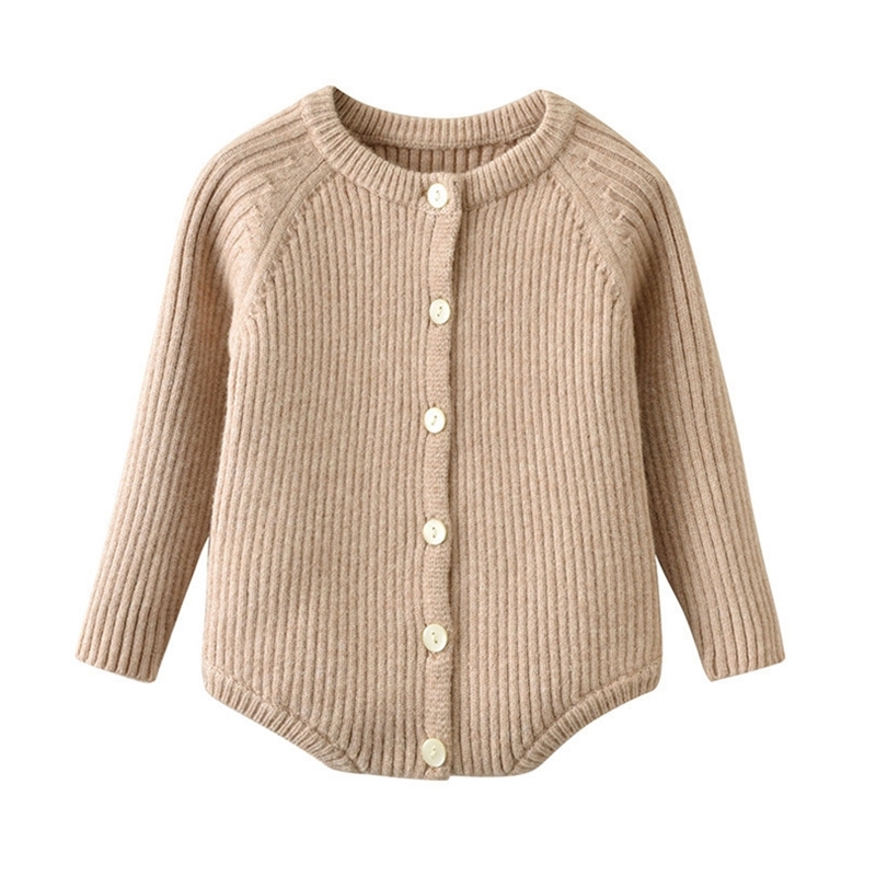 

Knitted Baby Romper Sweater Spring Winter Newborn Jumpsuit Long Sleeve Baby Girl Romper Woolen Infant Baby Clothes Outwear 201127, Beige