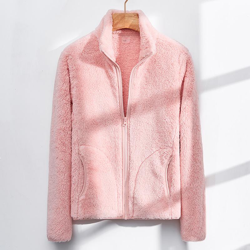 

Men' and women warm coat coral fleece jacket winter Plush double face fleece outdoor cardigan jacket Solid color, 13