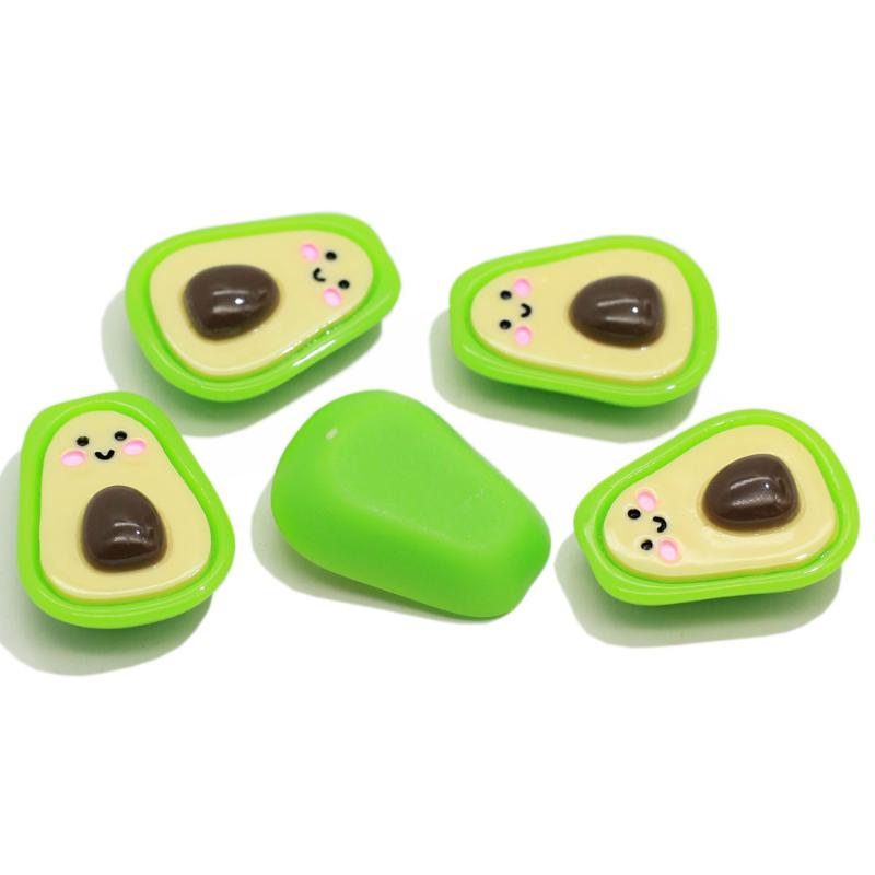 

10/50pc Kawaii Cute Avocado Vegetable Resin Flatback Craft Face Smile Avocado Fruit Cabochons For Earring Necklace Hairbow