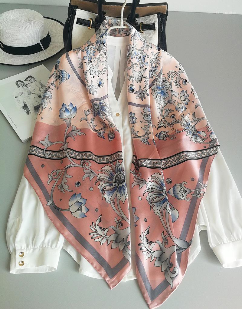 

Scarves Women's 100% Pure Silk 12mm Satin Printed Big Square Scarf Wrap Kerchief 108cm 42.5" WJ061-21