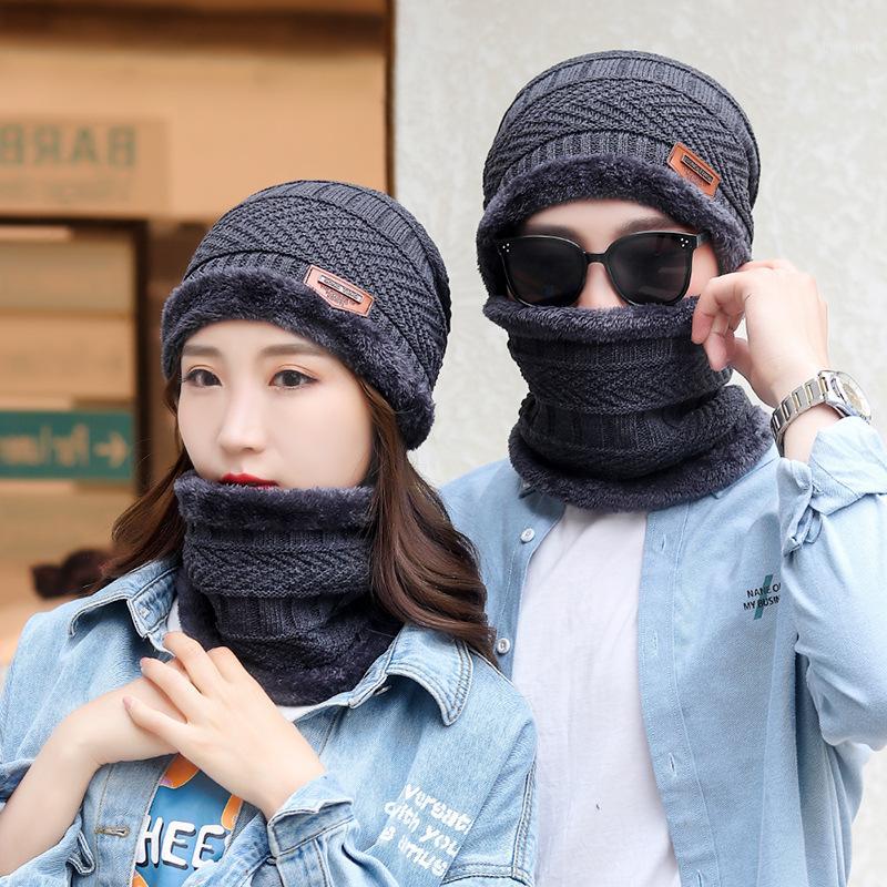 

Men Women Beanie Hat Scarf Winter Warm Fleece Lining Hat Snood 2 Piece Set Sports Ski Mountain Climbing Autumn gorro invierno1