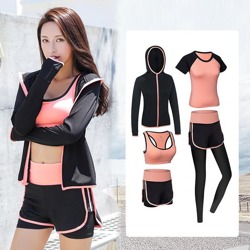 

Women Tracksuit Yoga Set Solid Patchwork Running Fitness Jogging T-shirt Leggings Gym Sports Suit Sportswear Gym Clothes -2XL1, 2 piece set rose