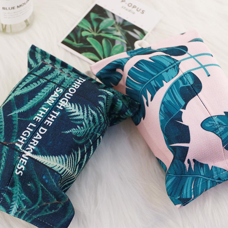 

wholesale 5 pieces Home and Car Tissue Box Fabric Cover Tissue Storage Container Bag