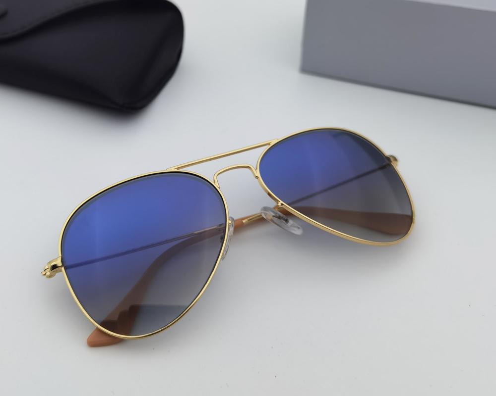 

Classic pilot sunglasses Metal Frame Gradient glass lens Men Women Stable quality Vintage Design size 58mm 62mm with box Accessories Gafas de sol