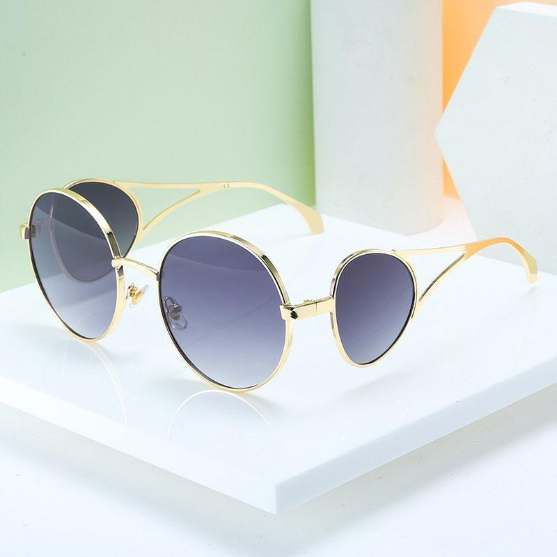 

2020 New Designer Fashion Round Sunglasses Women Vintage Personality Gradient Metal Sun Glasses For Female UV4001