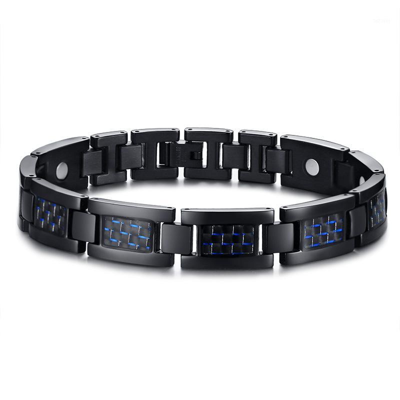 

wholesale handmade black titanium and blue carbon fiber bracelet for men1