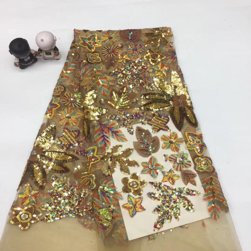 

French Nigeria lace fabric bride African tulle sequence lace fabric 2020 high quality wedding dress XX3697
