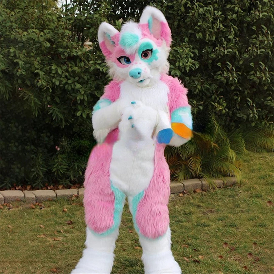 Performance Long Furry Husky Dog Mascot Costumes Halloween Fancy Party Dress Cartoon Character Carnival Xmas Easter Advertising Birthday Party Co-image-747525773