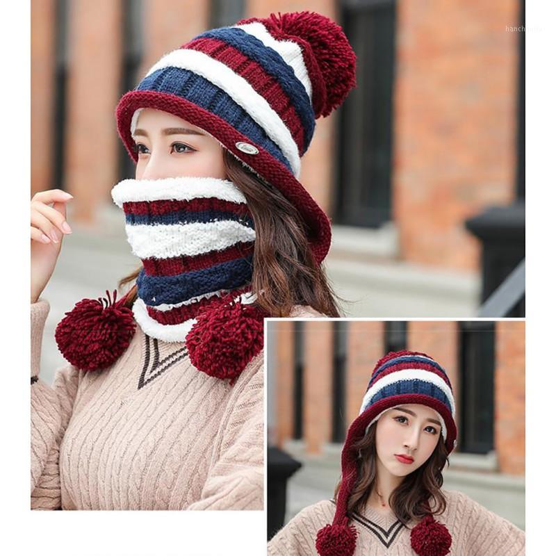 

Siamese hat female winter warm plus velvet ear protector cold knit cap wool hat tide rider windproof1, Zy1232r