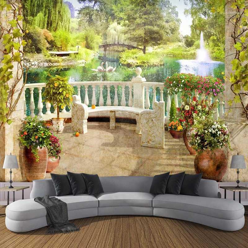 

Custom Photo Wallpaper Murals 3D Space Balcony Garden Landscape Wall Painting Living Room Dining Room Bedroom Waterproof Mural1, As pic