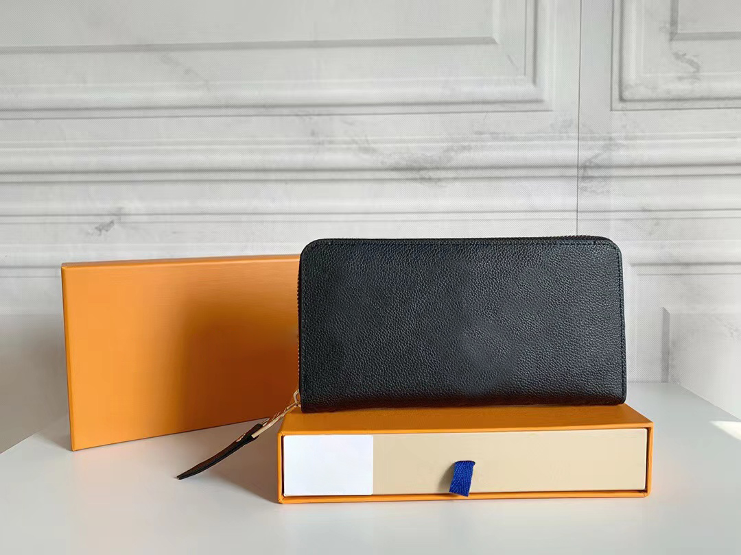 

High Quality Women purse Top Starlight with box designer Fashion Genuine Leather All-match ladies single zipper Classic purses leather wallets Womens wallet #60017, Orange