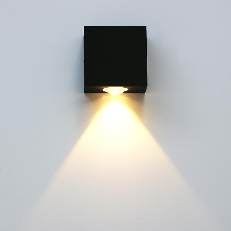 

3W LED Wall Lamp One Side Wall Light Aluminum Single Head Light Fixture AC85-265V Brushed Black Silver Housing RF-129