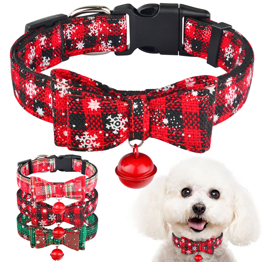 Cuello de 25 cm a 36 cm con Campana pequeña para Perros pequeños Fovien Collar de Navidad Ajustable para Perro