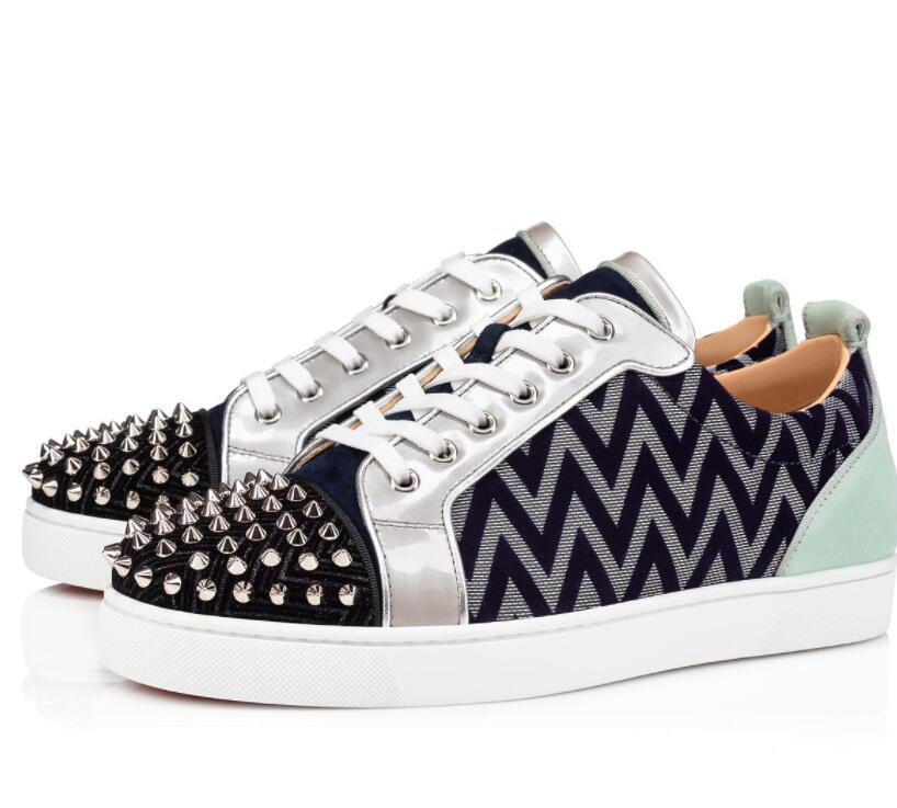 New Stylish 2021S Spikes Sneakers Rivets Best Red Bottom Men,Women Trainer Shoes Low Top Casual Cheap Leisure Flats EU35-47,With Box