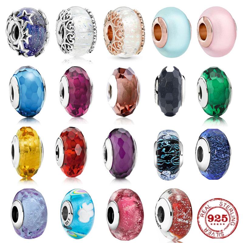 

Other 925 Sterling Silver Rose Series Multi-faceted Murano Glass Bead Fits Original Small Jewelry Bracelet DIY