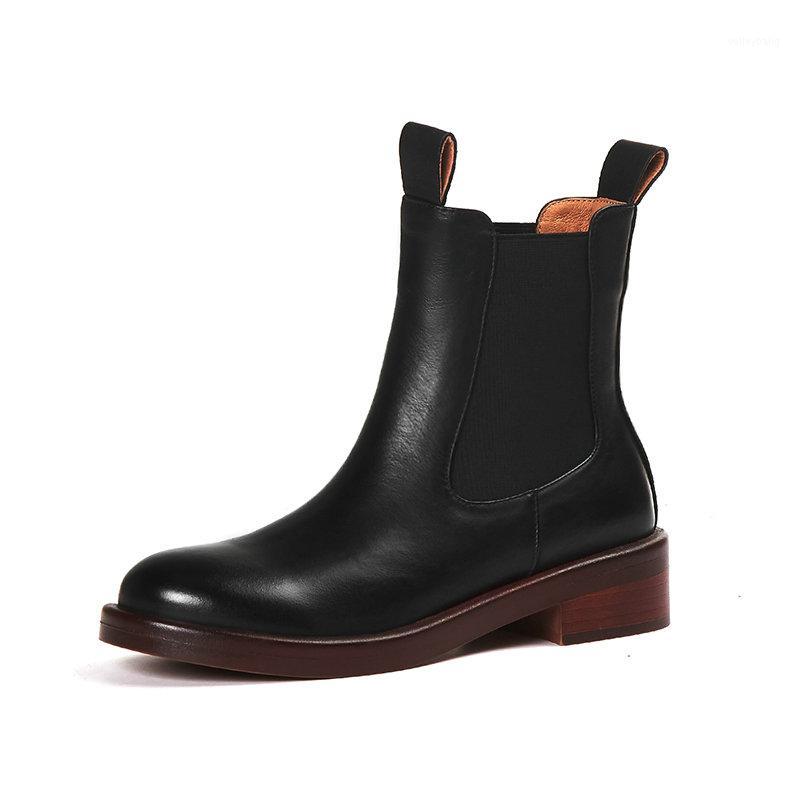 

New Women Top Quality Genuine Leather Ankle Boots Square Heels Dancing Night Club Shoes Woman Punk Riding Boots1, Black