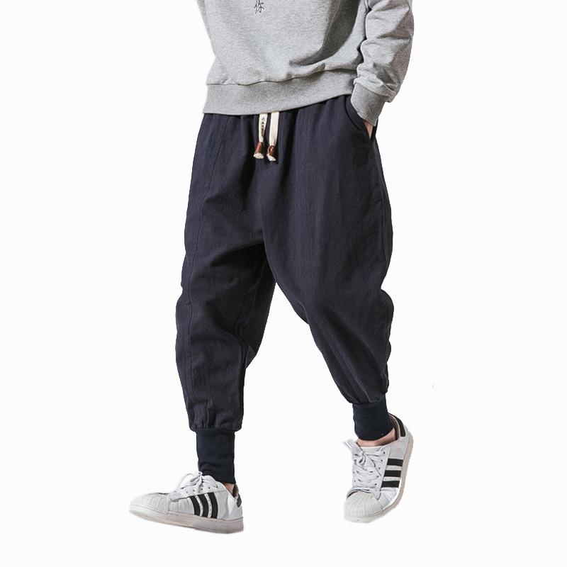 

Streetwear Men Harem Pants Korean Style Casual Cotton Linen Trouser Man Jogger Pants 2020 New Baggy Men, K46 red