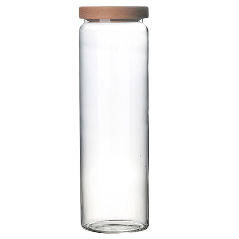 

1pc Glass Sealed Can Candy Jar Storage Tank Beech Lid Canister Cafe Coffee Container