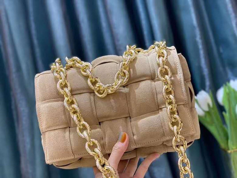 

Women Crossbody Bag with Metal Chain Strap Padded Cassette Handbag in Suede Women Design Bag Free Shipping