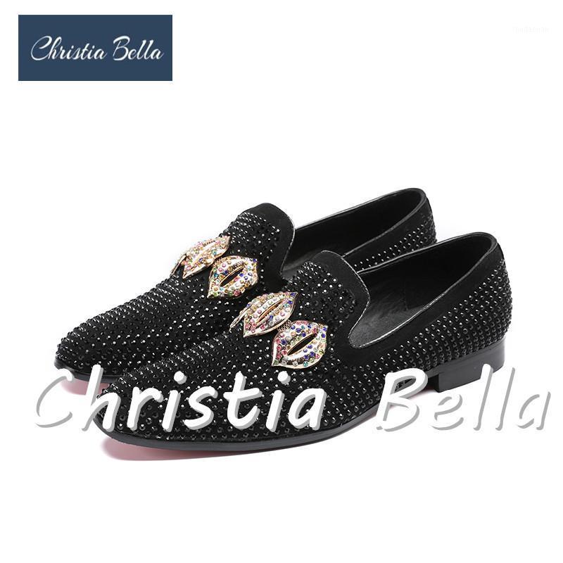 

Christia Bella Black Rhinestone Tassel Men Loafers Crystals Slippers Smoking Slip-on Shoes Party and Wedding Dress Men's Flats1