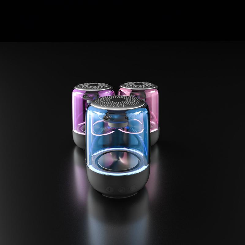 

2021 New Portable Small Speaker Subwoofer Full Range Speaker Gift Fashion Creative Acrylic Colorful Light Bluetooth